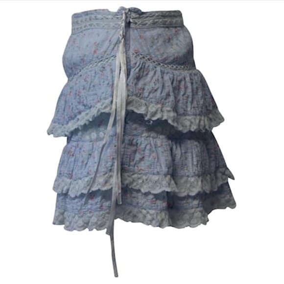 LoveShackFancy Bara Lace-trimmed Tiered Floral Skirt Size XS NTW - Picture 2 of 4